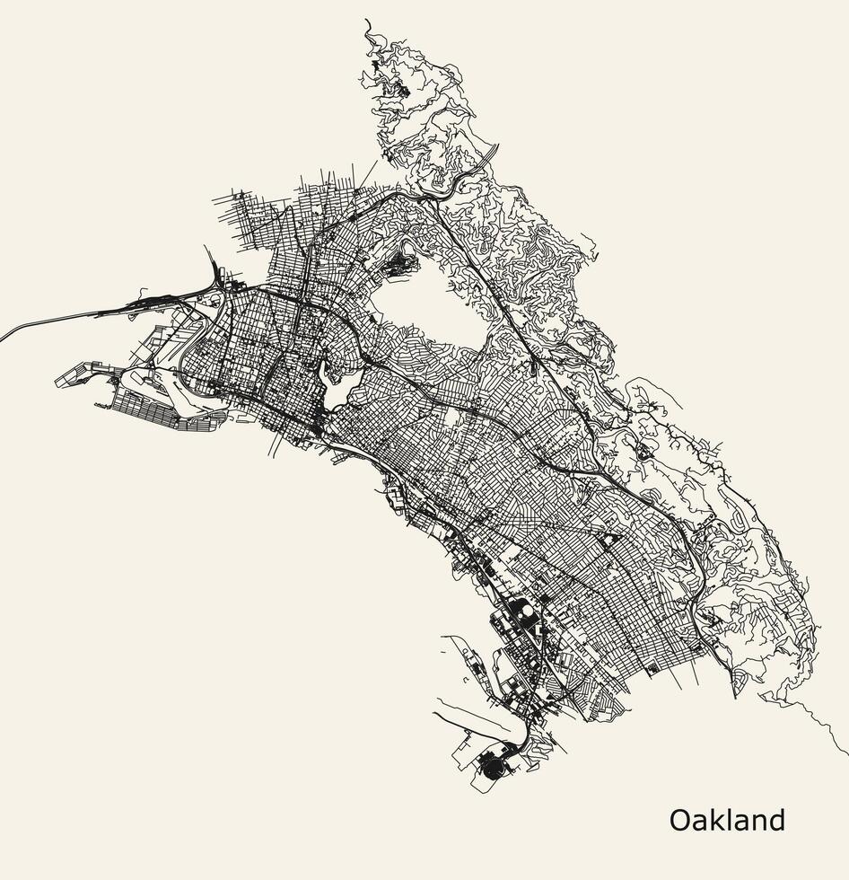 vektor stad väg Karta av ekland kalifornien USA