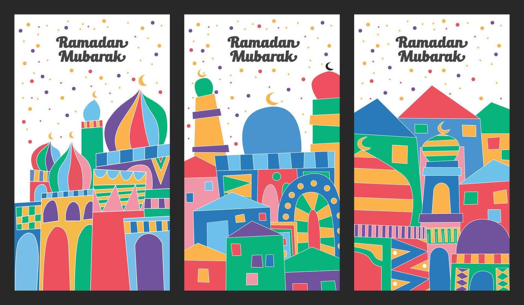färgrik ramadan mubarak hand dra klotter konst vektor
