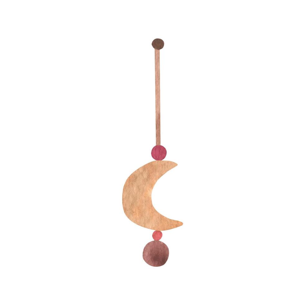 Boho Kindergarten Krippe Spielzeug Aquarell Clip Art mit Mond. Mauer Dekor Schlafzimmer vektor