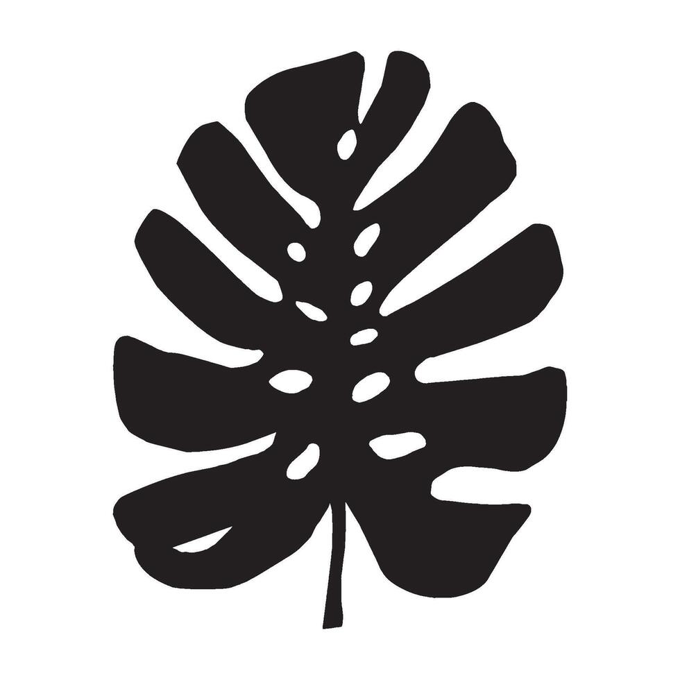 svart och vit silhuetter av tropisk blad, träd. vektor botanisk illustrationer, blommig element, monstera, handflatan löv. hand dragen växt för dekoration.