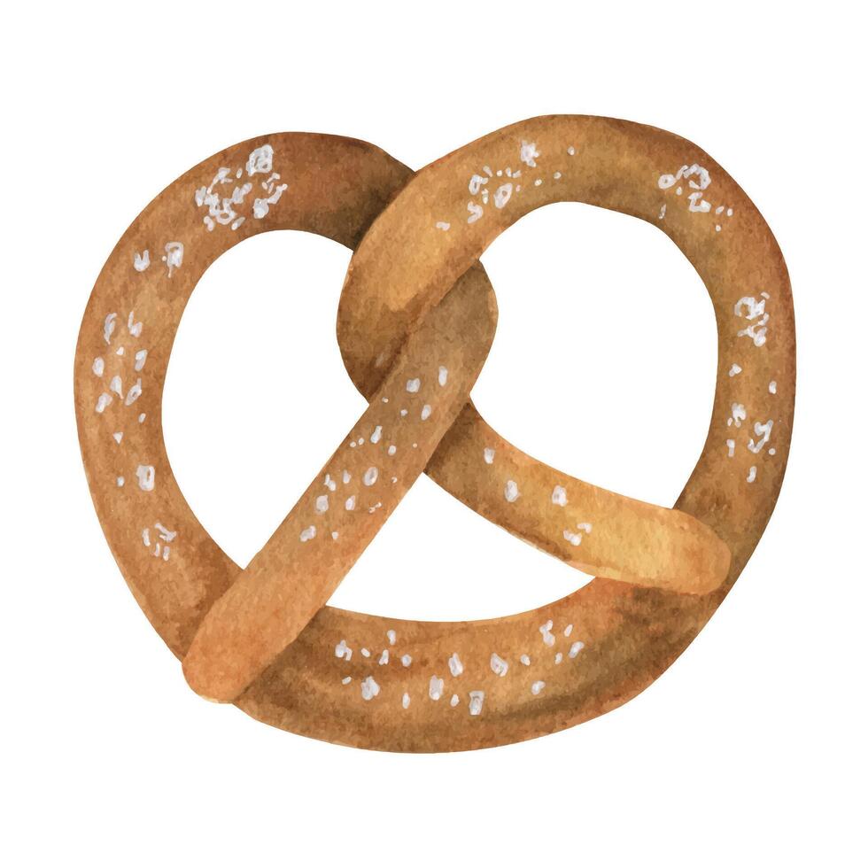 vattenfärg pretzel ClipArt. bageri meny. vektor