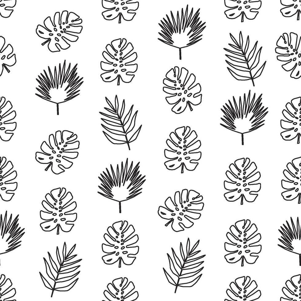 modisch Muster mit tropisch Blätter, Monstera Silhouetten. Vektor botanisch Illustrationen, Blumen- Elemente. Hand gezeichnet Pflanze zum Dekoration.
