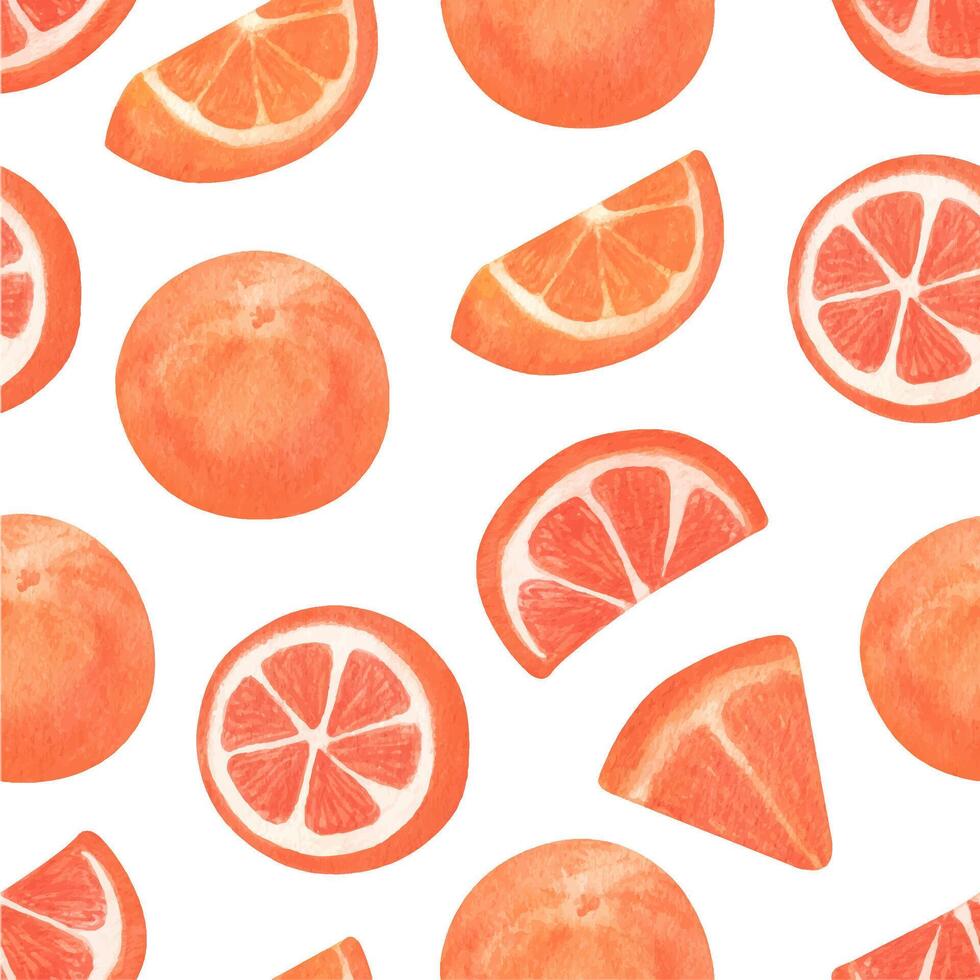 hand dragen vattenfärg orange ClipArt sömlös mönster. vektor