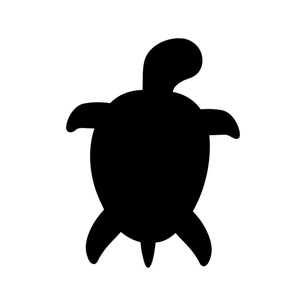 vektor enda sköldpadda silhuett. hand dragen klotter illustrationer