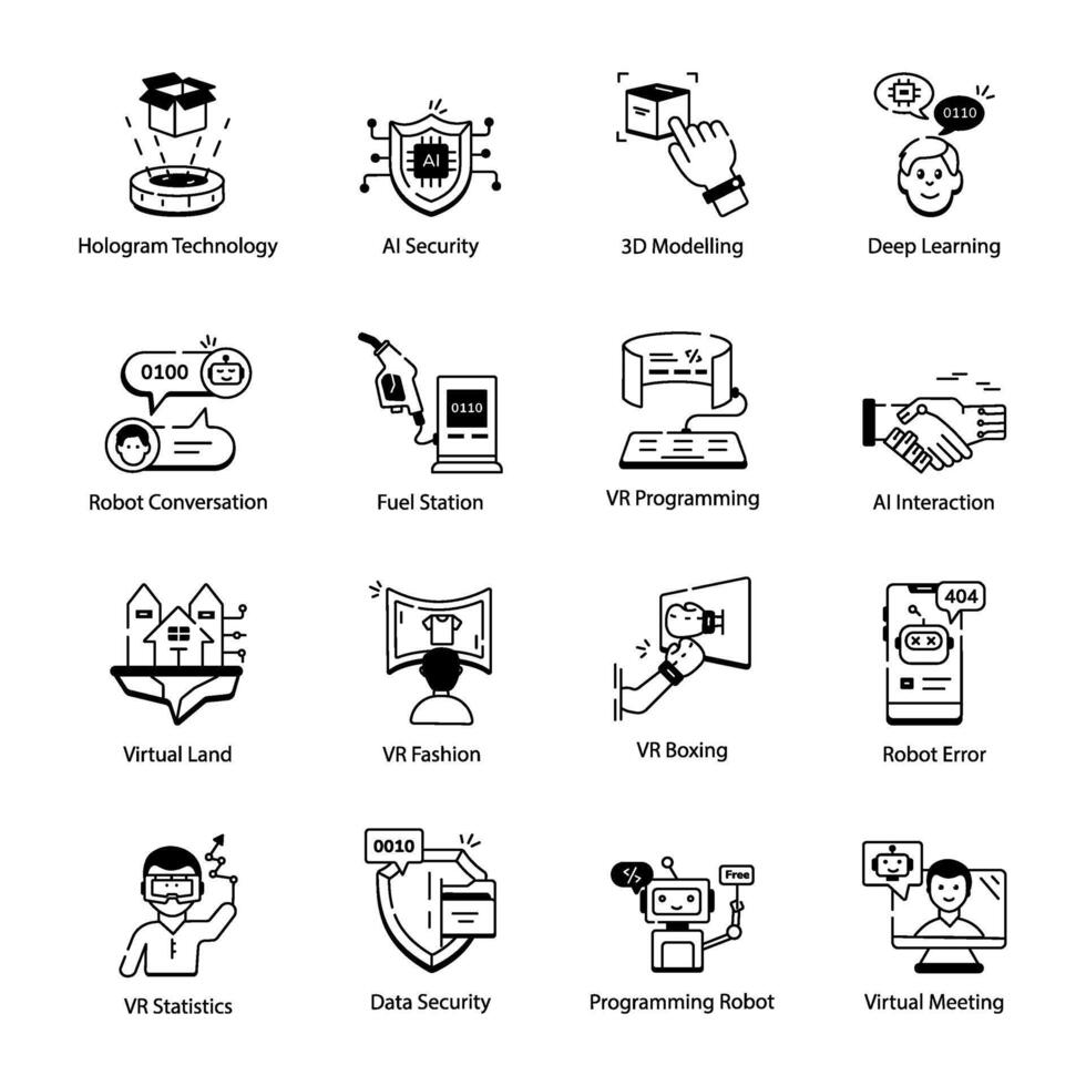 Sammlung von Futuristik Technologie linear Symbole vektor