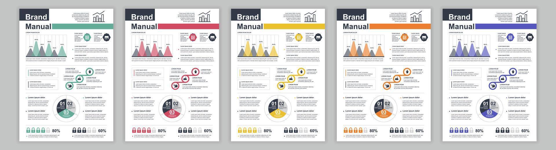 dån a3 företag varumärke manuell mallar uppsättning. företag identitet broschyr sida med infographic finansiell data. marknadsföring forskning, och kommersiell erbjudande. vektor layout design för affisch, omslag, broschyr