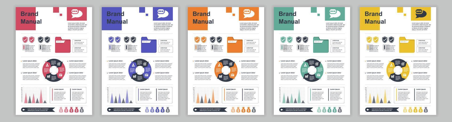 Lärm a3 Geschäft Marke Handbuch Vorlagen Satz. Unternehmen Identität Broschüre Seite mit Infografik finanziell Daten. Marketing Forschung, und kommerziell Angebot. Vektor Layout Design zum Poster, Abdeckung, Broschüre