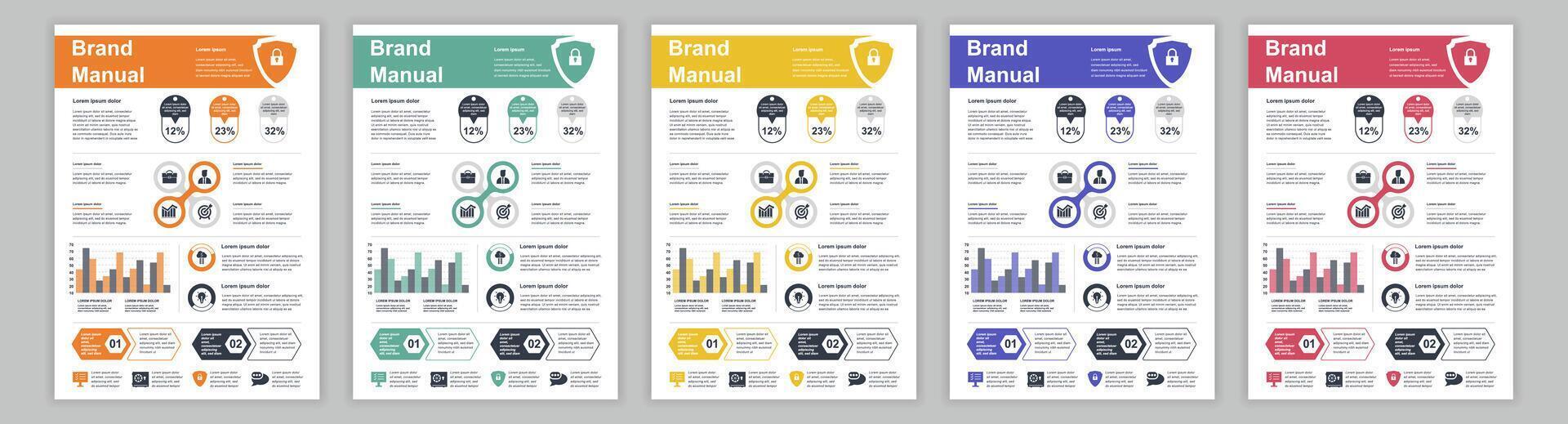 dån a3 företag varumärke manuell mallar uppsättning. företag identitet broschyr sida med infographic finansiell data. marknadsföring forskning, och kommersiell erbjudande. vektor layout design för affisch, omslag, broschyr