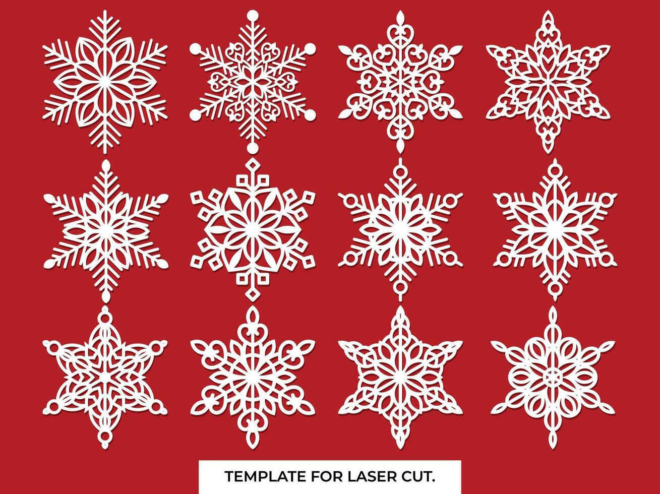 uppsättning av snöflingor. laser skära mönster för jul papper kort, design element, scrapbooking. vektor illustration.