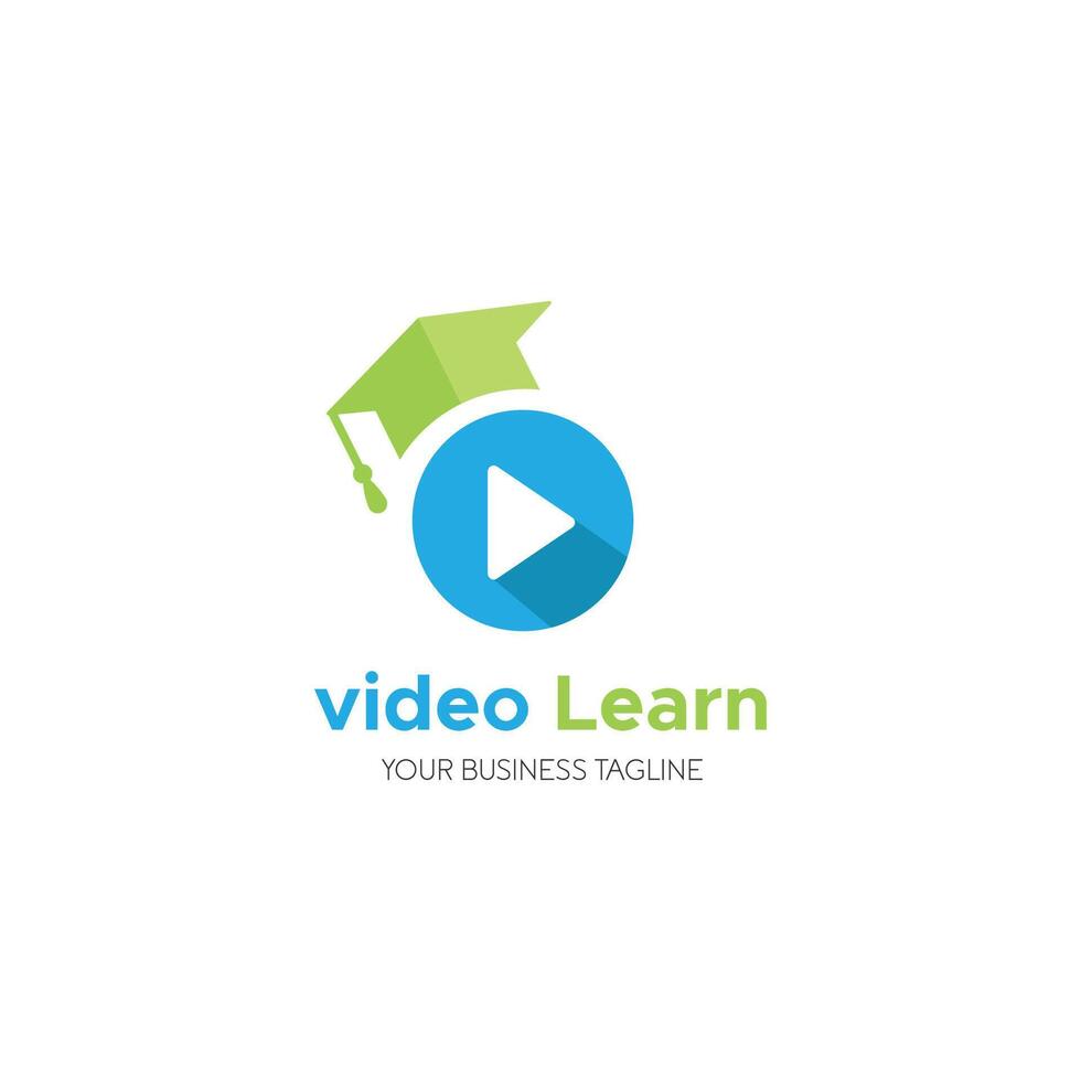 video lära sig spela knapp media logotyp vektor