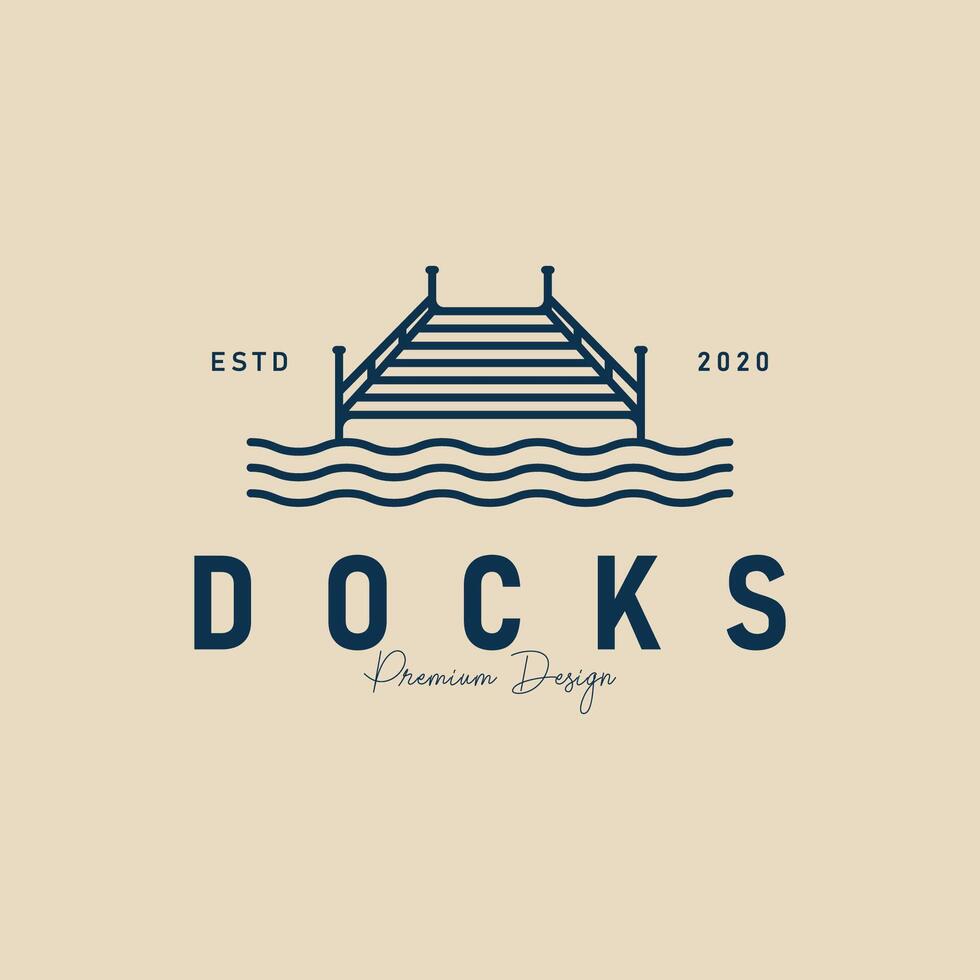 Docks Linie Kunst Logo minimalistisch, Symbol Vektor Seebrücke einfach Logo Illustration Design