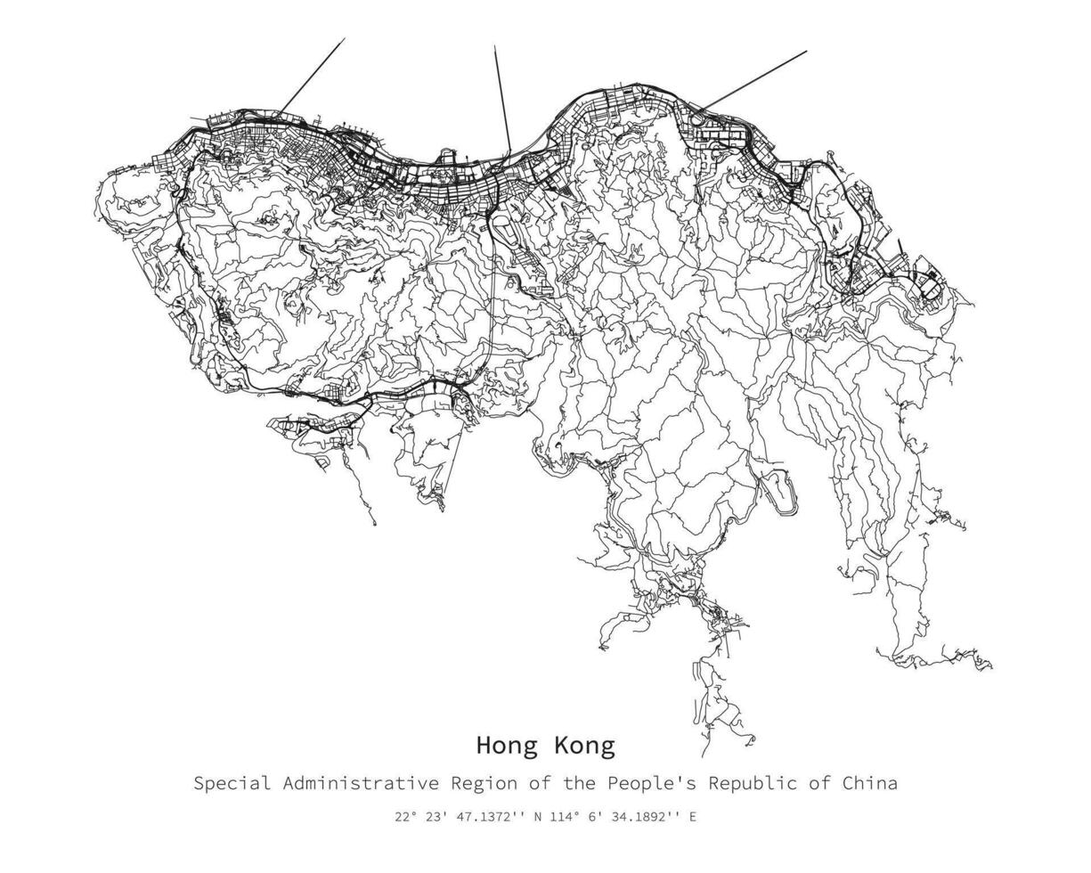 hongkong ö gata karta, vektor bild