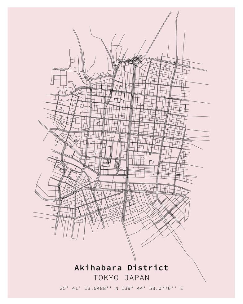 akihabara distrikt tokyo ,japan gata Karta vektor
