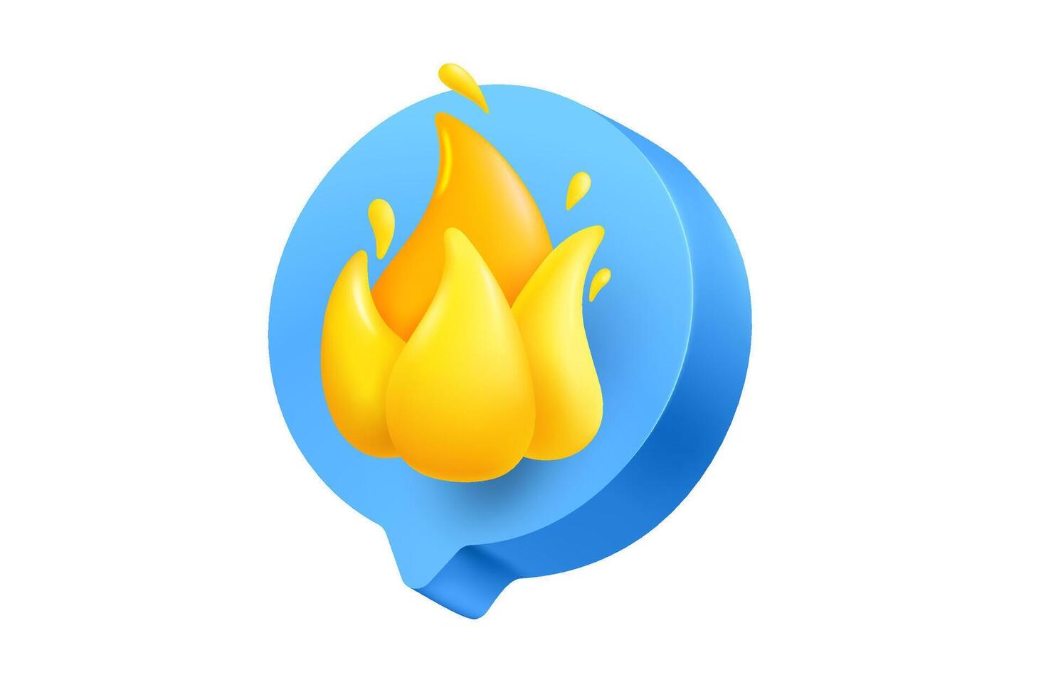 Rede Blase mit Flamme auf Weiß Hintergrund. 3d Vektor Illustration