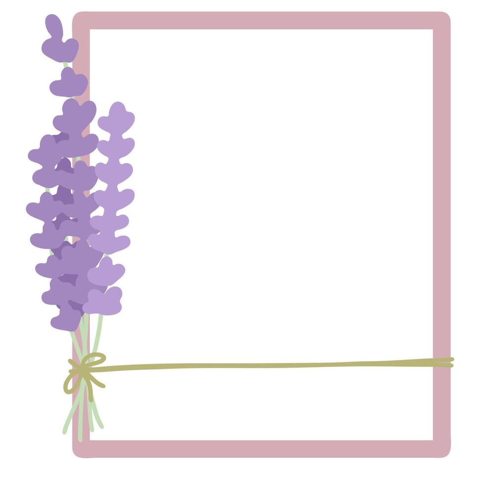Rahmen mit Lavendel Strauß Illustration Vektor im minimal modisch Stil Banner mit Kopieren Raum zum Text