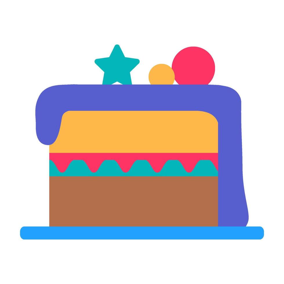 Stück von Kuchen Geburtstag Party Farbe Schlaganfall Symbol vektor
