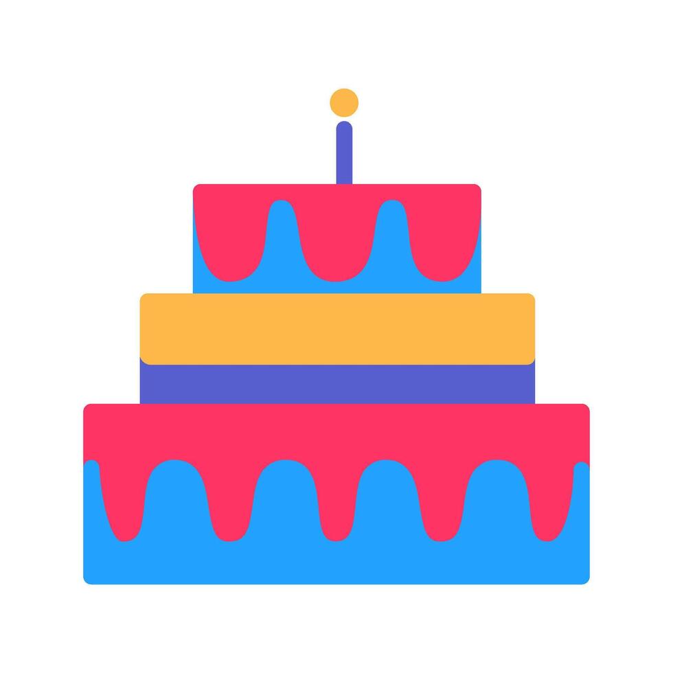 Keks Kuchen Geburtstag Party Farbe Schlaganfall Symbol vektor