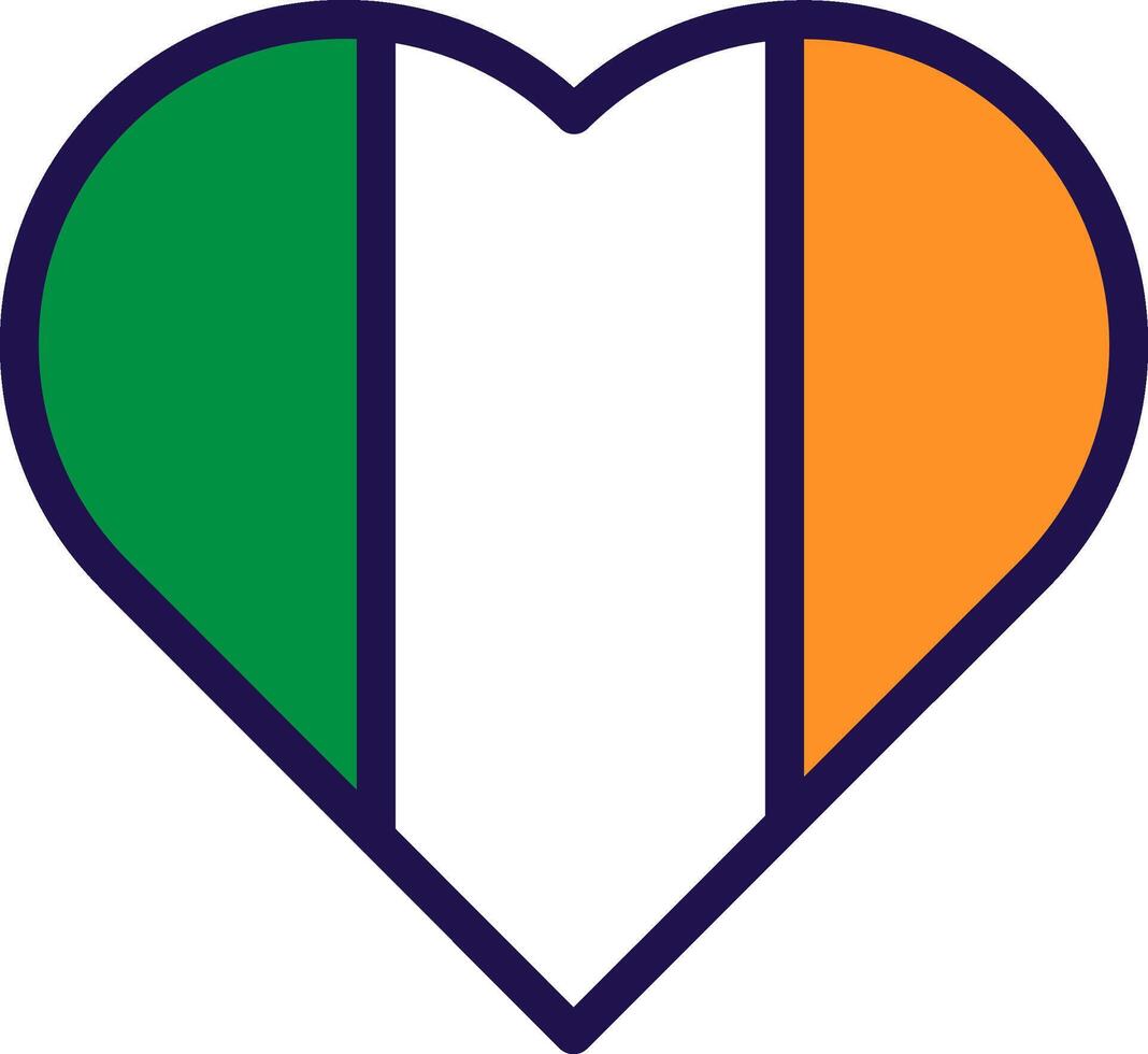 nationell irländsk flagga färger hjärta vektor