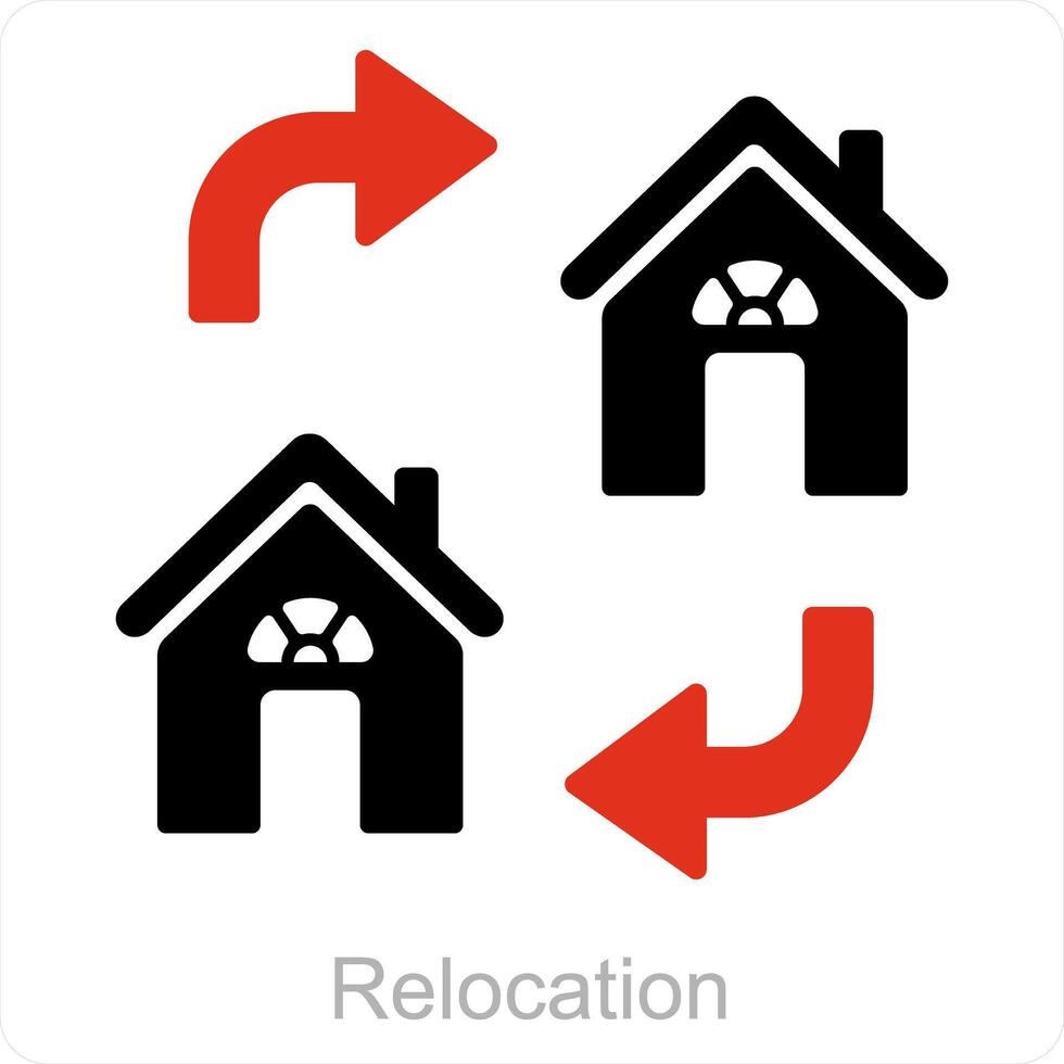 omlokalisering och hus ikon begrepp vektor