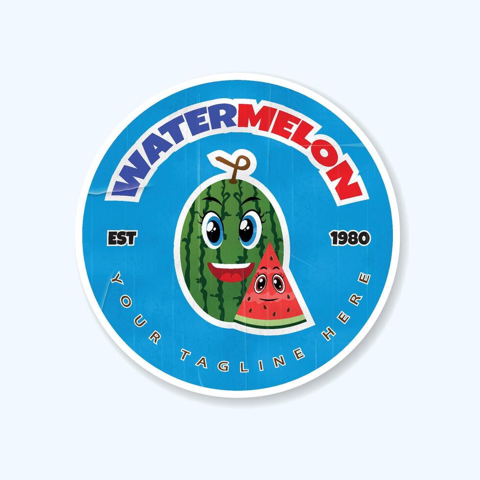 Wassermelone Scheibe Sommer- Obst realistisch Etikette und Aufkleber oder Abzeichen Vorlage zum Verpackung Vektor Illustration