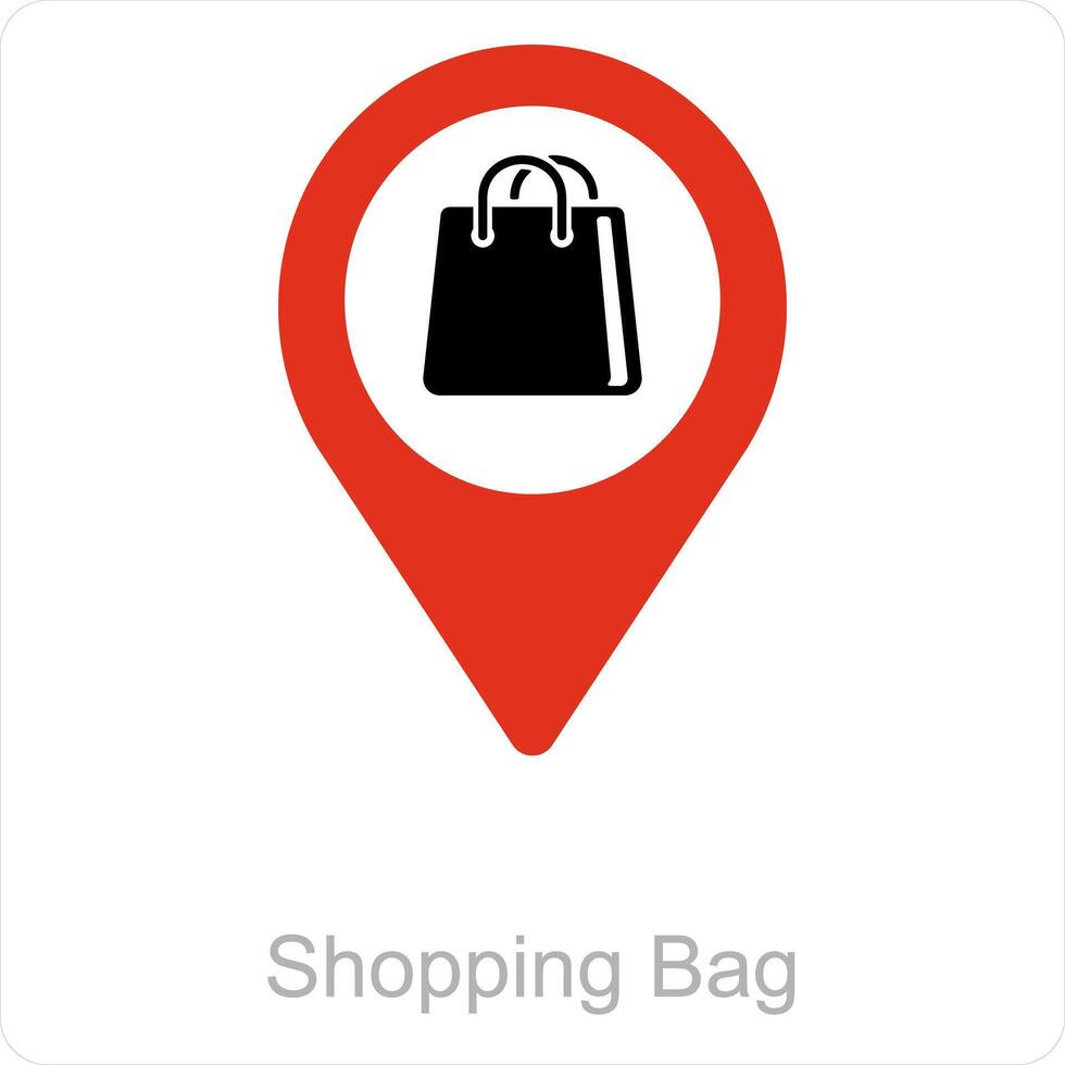 Einkaufen Tasche und Ort Symbol Konzept vektor