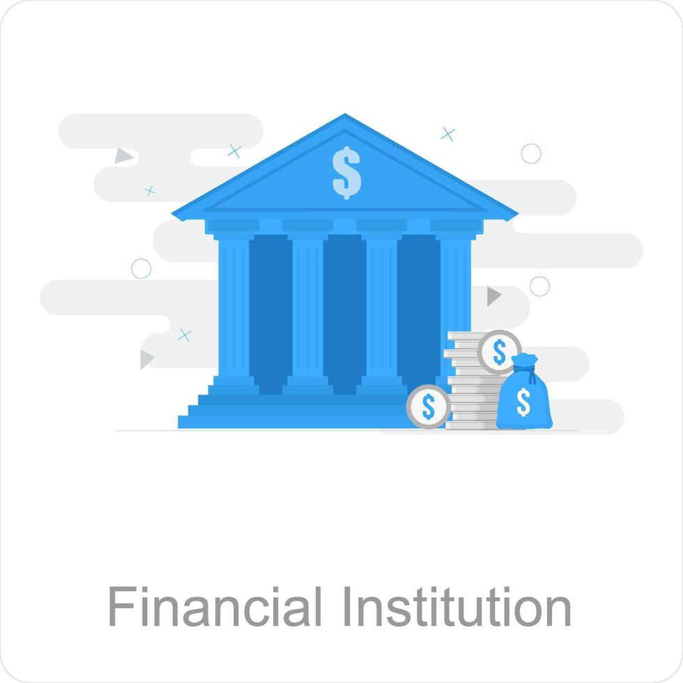 finansiell institution och Bank ikon begrepp vektor