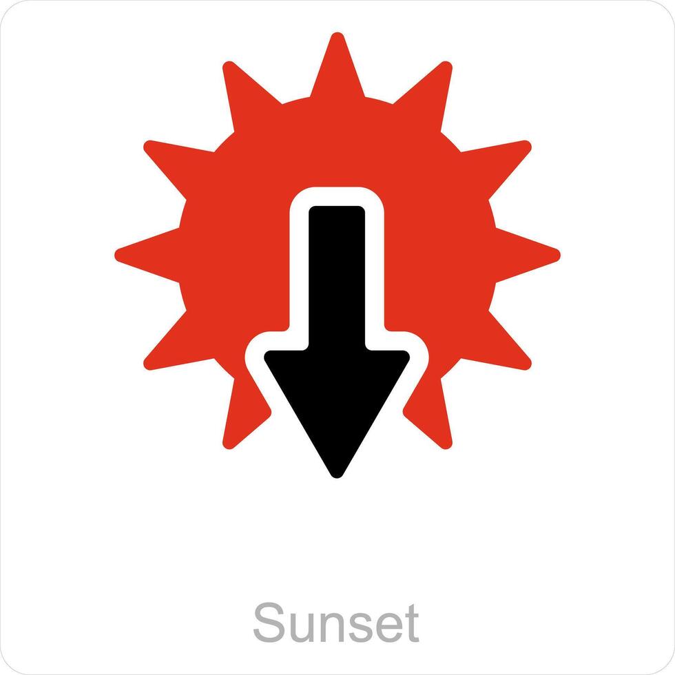 Sonnenuntergang und Sonnenuntergang Symbol Konzept vektor