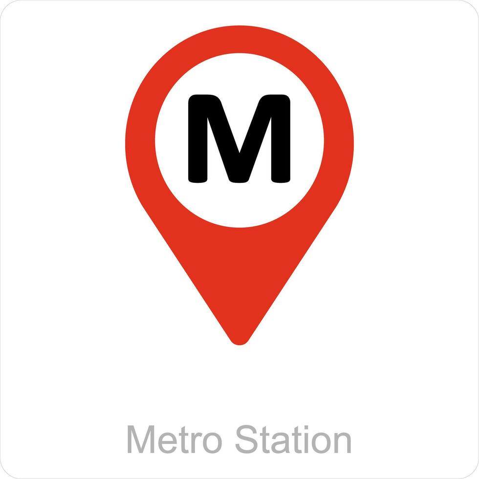 Metro Bahnhof und Ort Symbol Konzept vektor