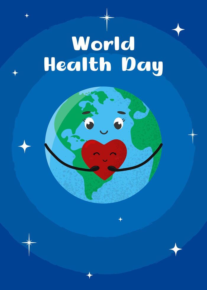 Planet Erde halten ein Herz im seine Hände. Welt Gesundheit Tag Konzept. vektor