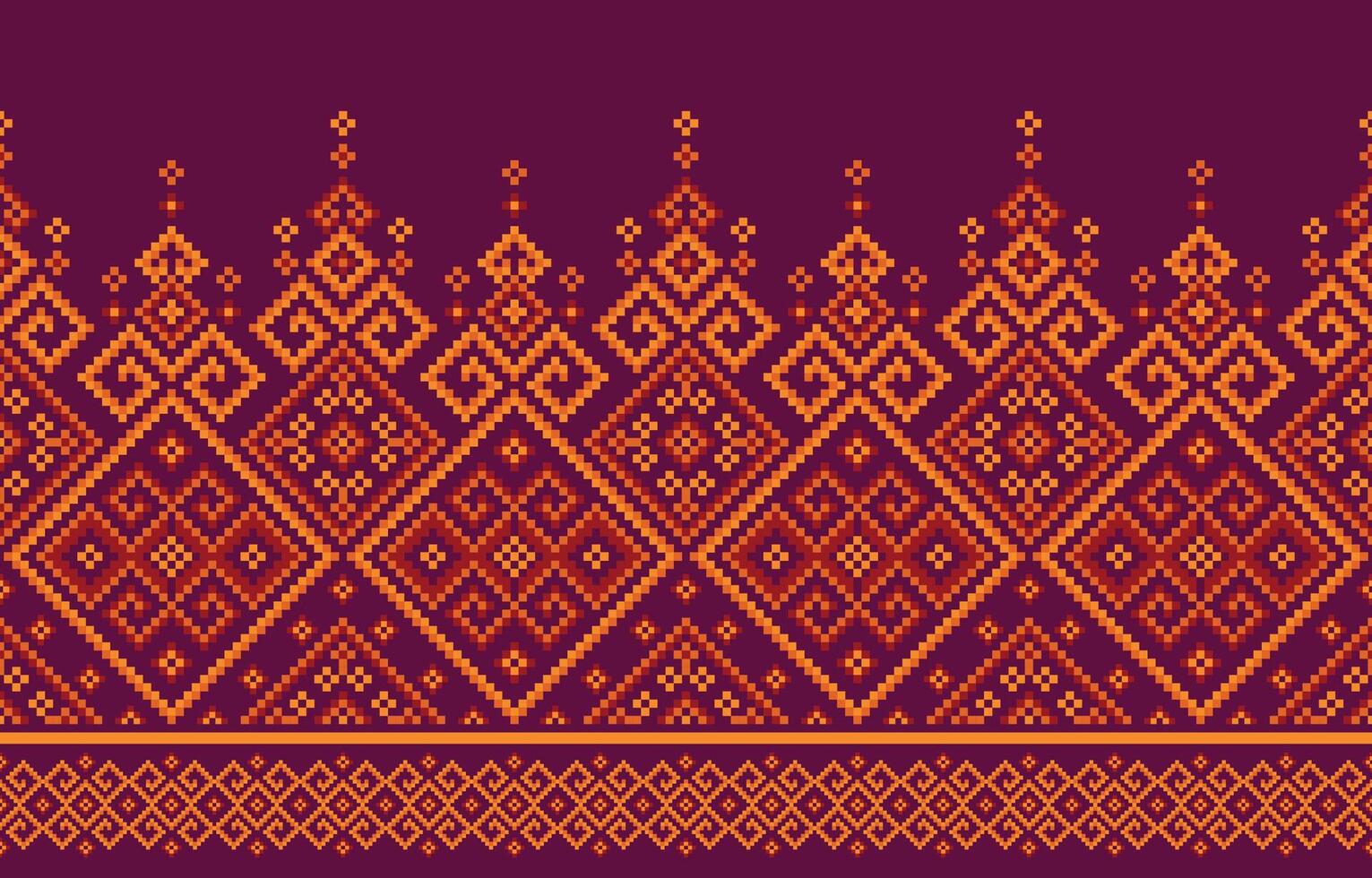 geometrisch nahtlos Muster. ethnisch Muster Motiv Boho retro Ikat Vektor Grafik Vektor Illustration Design durch retro geometrisch indisch Stoff bunt Ornament aztekisch Kreuzstich Kreuz Teppich.