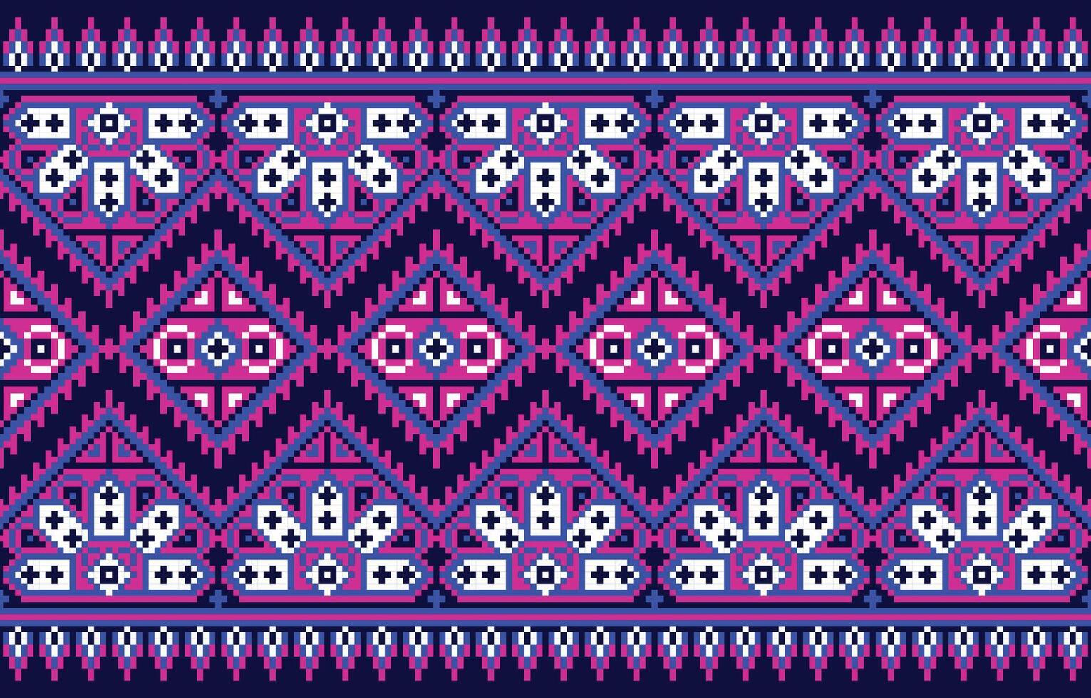 Kreuz Stich ethnisch Stoff Muster. Pixel Muster . abstrakt,vektor,illustration.design zum Sari, Patola, Sari, Dupatta, Pixel, Ikat, Textur, Kleidung, Verpackung, Dekoration, Teppich. vektor