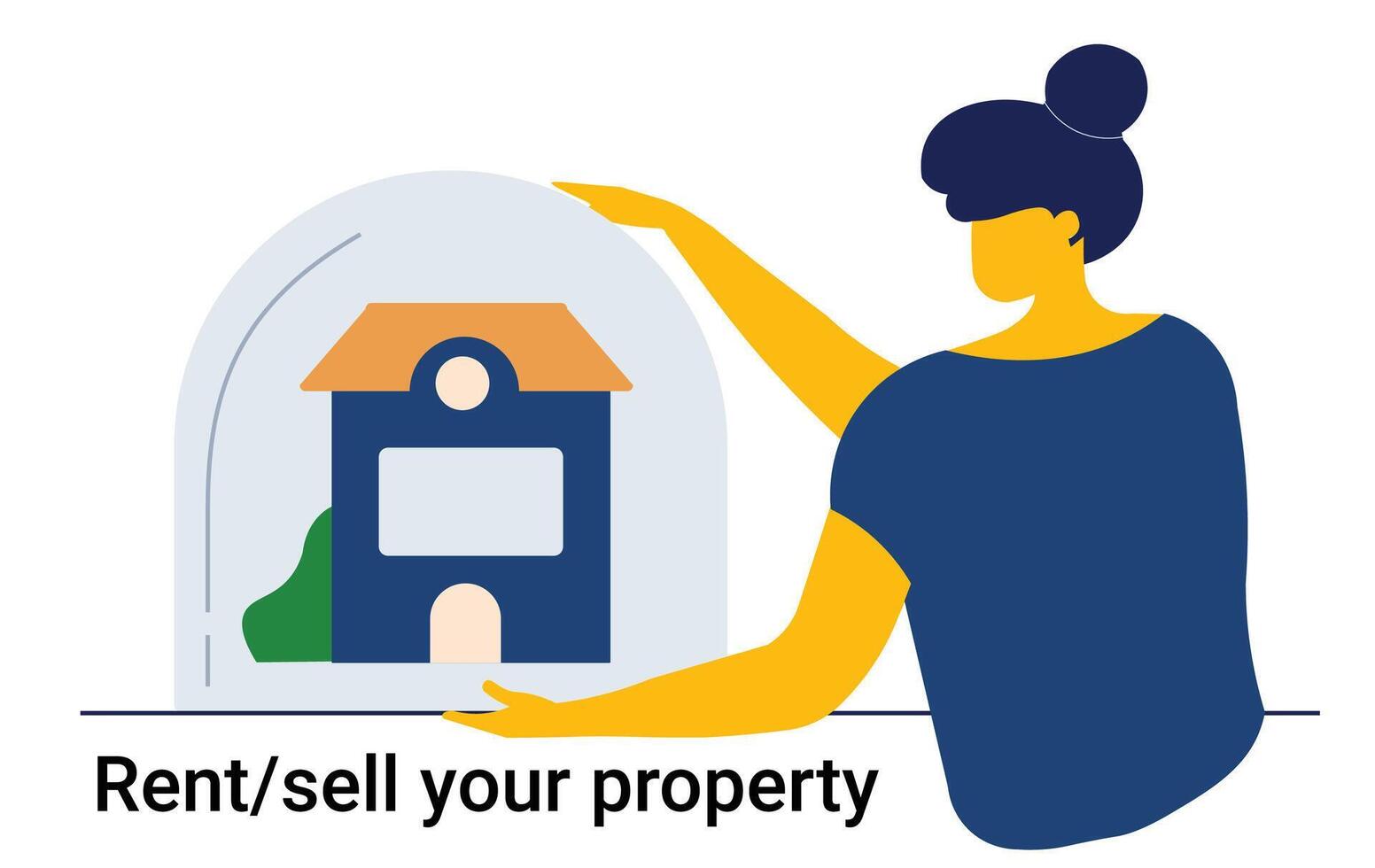 besorgen, Miete oder verkaufen Ihre Eigentum online. Post Ihre Eigentum. aufführen Ihre heim. Versicherung Politik Bedienung Vektor Illustration.