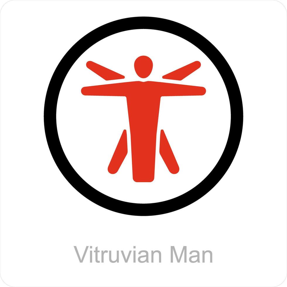 vitruvian man och kropp ikon begrepp vektor