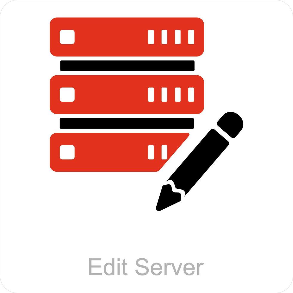 bearbeiten Server und Server Symbol Konzept vektor