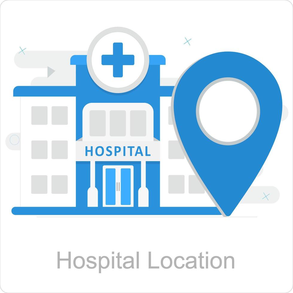 sjukhus plats och Karta ikon begrepp vektor