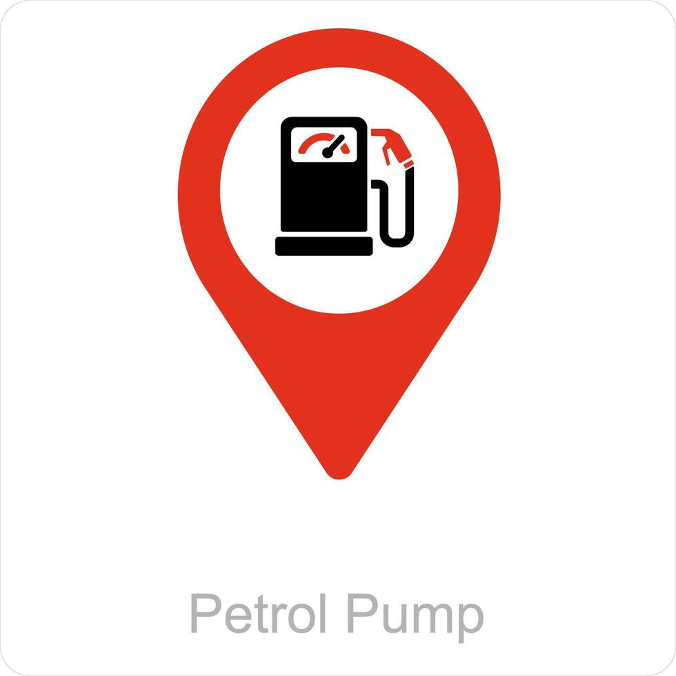 Benzin Pumpe und Ort Symbol Konzept vektor