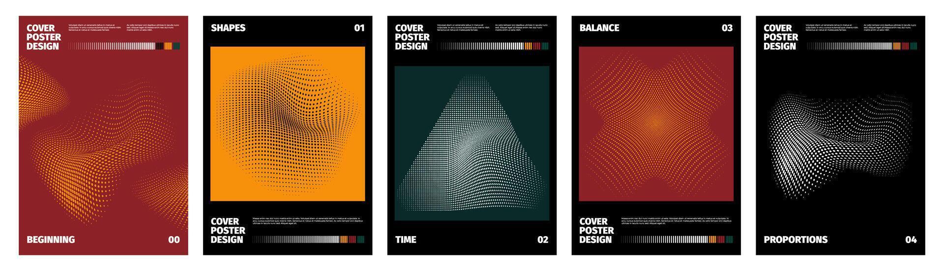 halvton affischer. abstrakt modern tona textur med prickar, minimal komisk dekorativ omslag design. vektor bakgrund banderoller med text layout