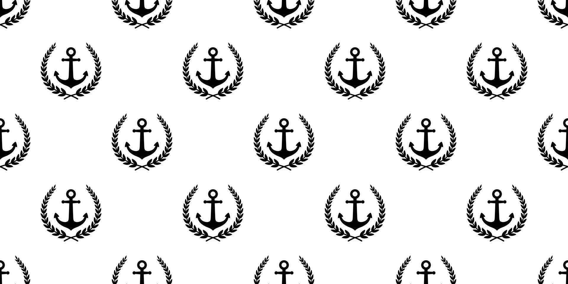 Anker nahtlos Muster Lorbeer Kranz Vektor Boot Pirat Helm nautisch maritim Ozean Meer wiederholen Hintergrund Schal isoliert Fliese Hintergrund Illustration Design