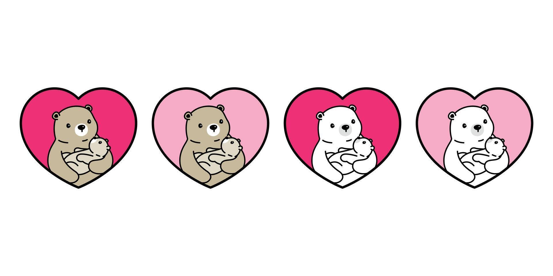 Bär Vektor Herz Valentinstag Symbol Polar- Bär Teddy Baby Logo Symbol Charakter Karikatur Illustration Gekritzel Design