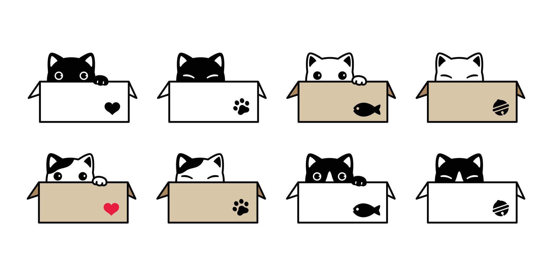 katt vektor kattunge ikon kalikå låda logotyp symbol tecknad serie karaktär illustration klotter design