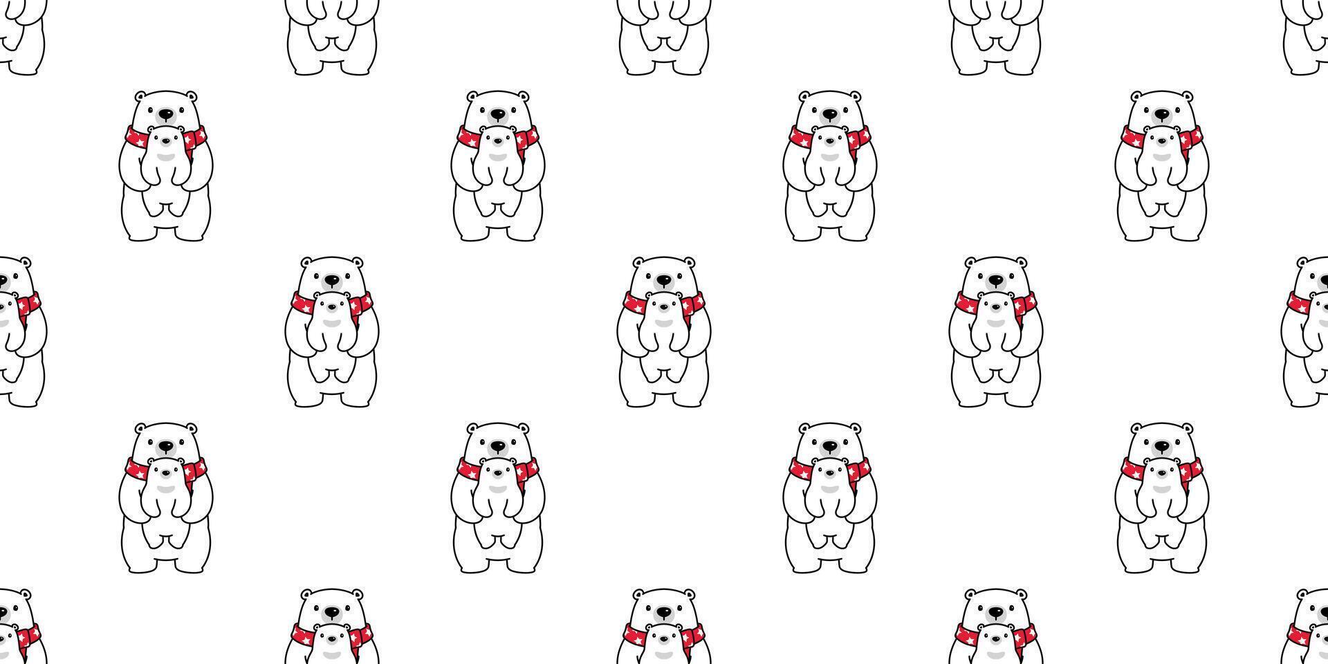 Bär nahtlos Muster Vektor Polar- Bär Umarmung Baby Schal isoliert Karikatur wiederholen Hintergrund Fliese Hintergrund Illustration Weiß Design