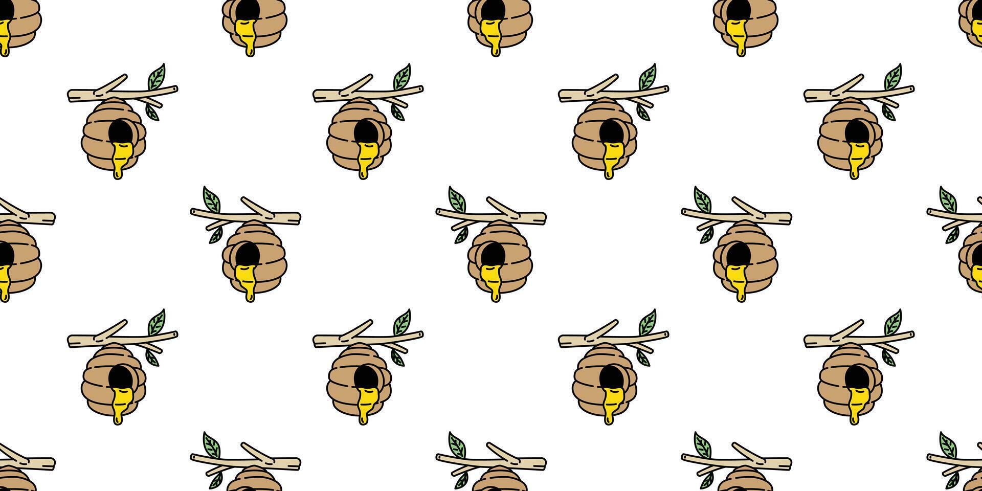 Honig Biene nahtlos Muster Vektor Bär Polar- Marmelade Schal isoliert Karikatur wiederholen Hintergrund Fliese Hintergrund Textil- Illustration Gekritzel Design