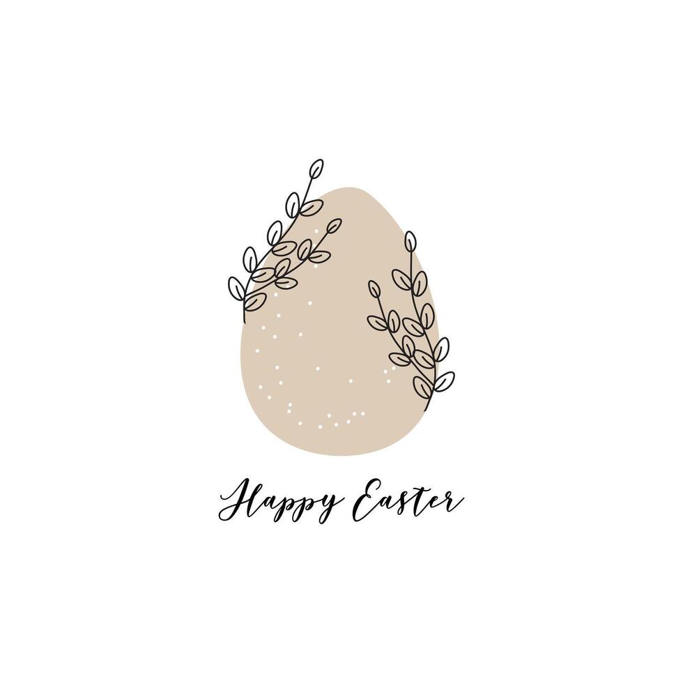 hälsning kort ägg med vide gren Lycklig påsk vektor