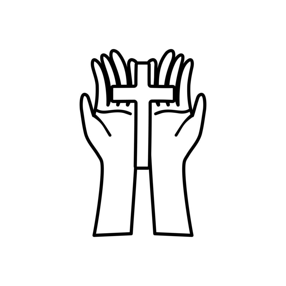kristen korsa i hand vektor illustration i klotter stil.
