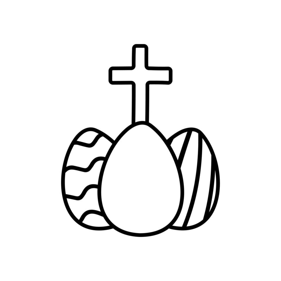 Baum Ostern Eier mit Christian Kreuz im Gekritzel Stil vektor