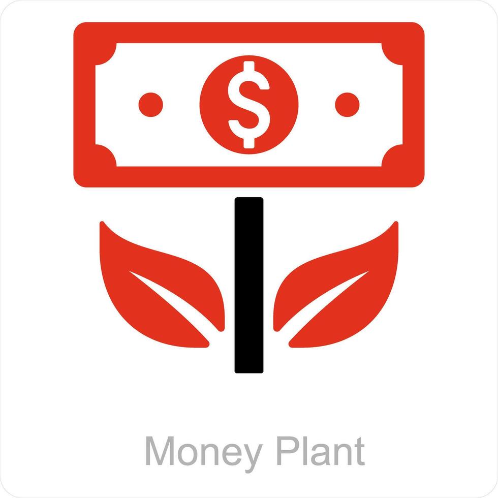 pengar växt och växt ikon begrepp vektor