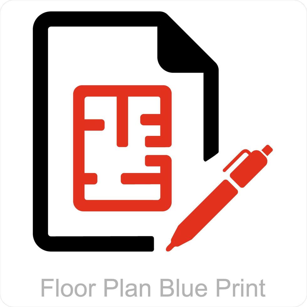 Fußboden planen Blau drucken Symbol Konzept vektor