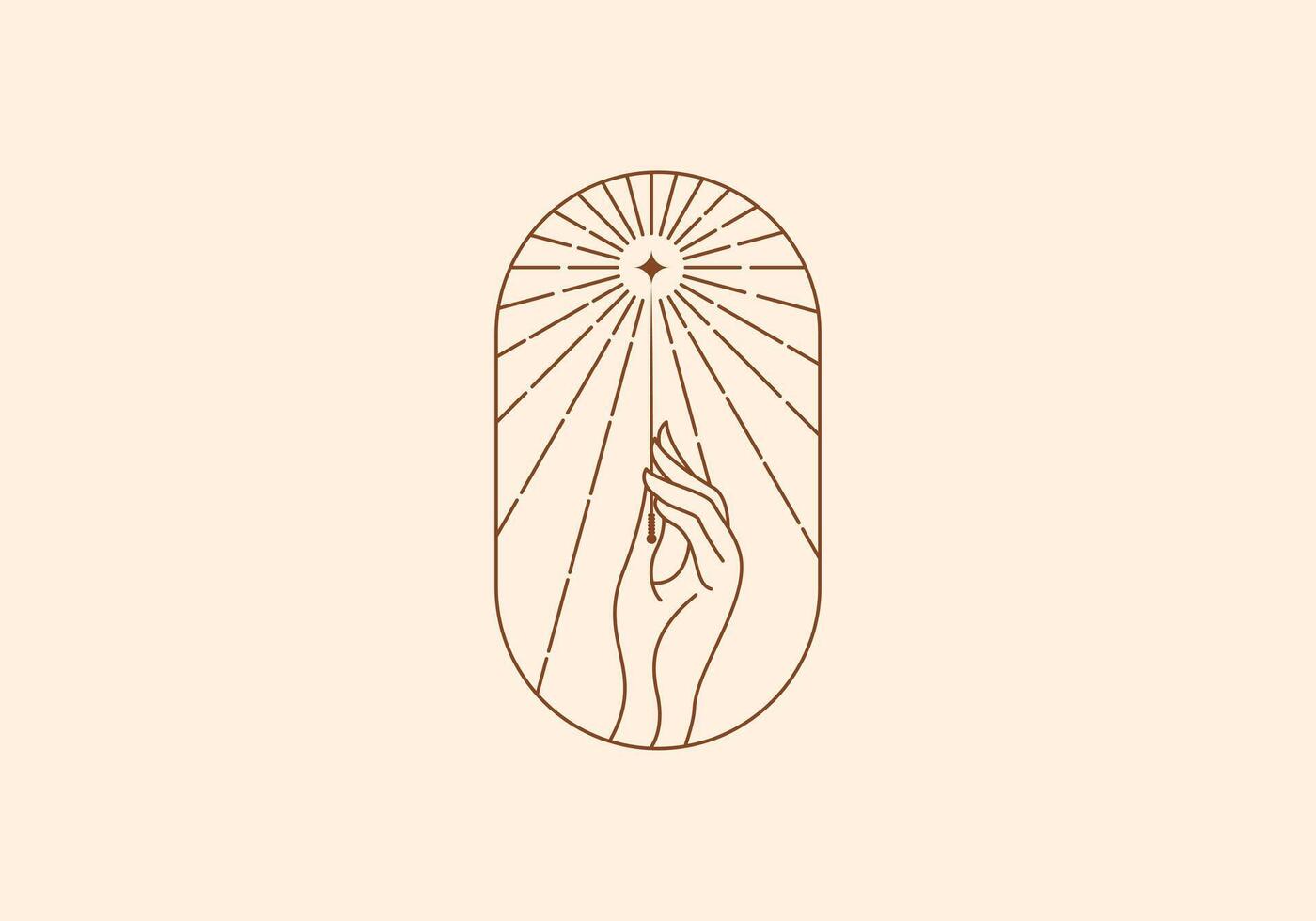 Logo Hand halt Akupunktur Nadel oder Stift. klassisch, Boho, Jahrgang Logo Design. editierbar Farbe vektor