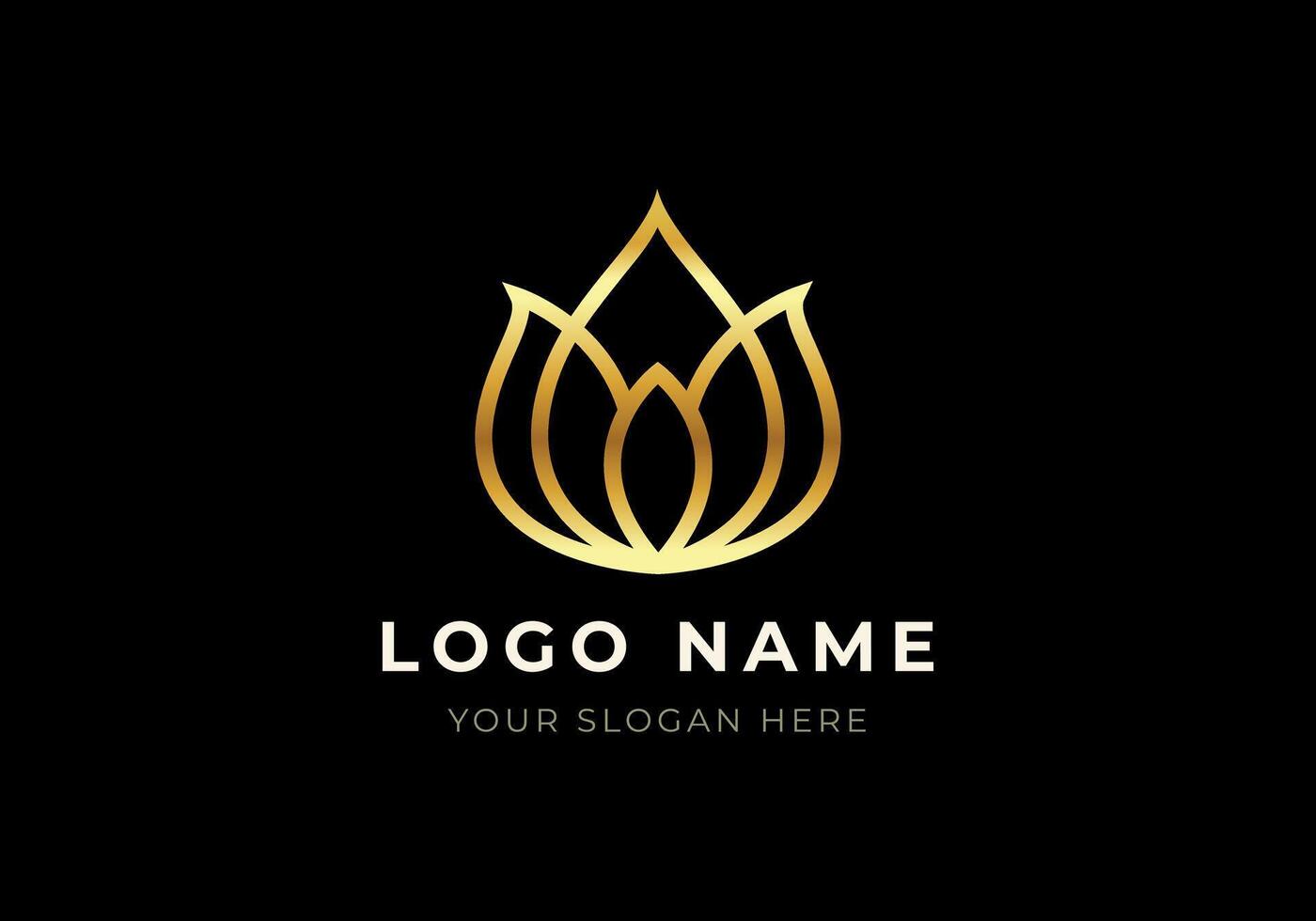 logotyp linje lotus modern och minimalistisk logotyp design. lyx, guld, elegant begrepp. redigerbar Färg vektor