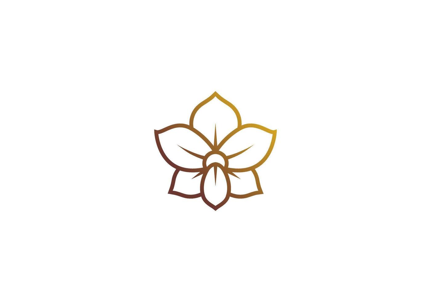 logotyp linje orkide elegant guld Färg, minimalistisk, modern, logotyp linje, redigerbar Färg vektor